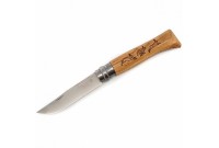 Нож Opinel серии Tradition Animalia №08, клинок 8,5см., нержавеющая сталь, рисунок - заяц, рукоять - дуб