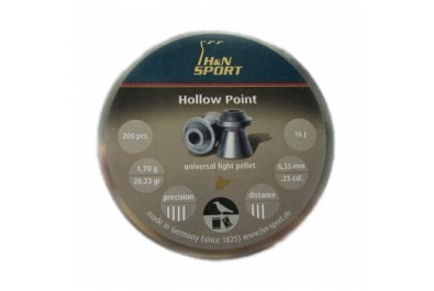 Пули для пневматики H&N Hollow Point 6, 35мм 1, 7г (200 шт)